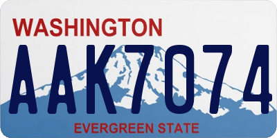 WA license plate AAK7074