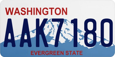 WA license plate AAK7180