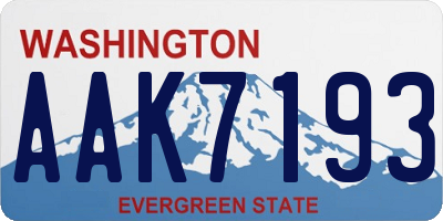 WA license plate AAK7193