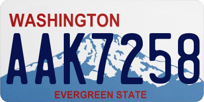 WA license plate AAK7258