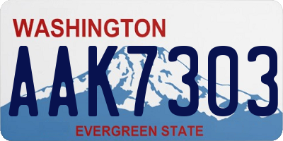 WA license plate AAK7303