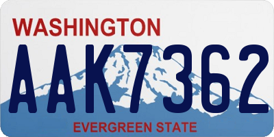 WA license plate AAK7362