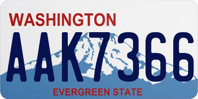 WA license plate AAK7366