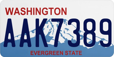 WA license plate AAK7389