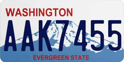WA license plate AAK7455