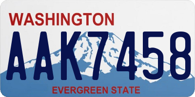 WA license plate AAK7458