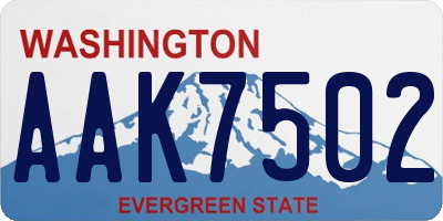 WA license plate AAK7502