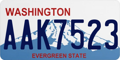WA license plate AAK7523