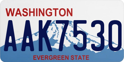WA license plate AAK7530