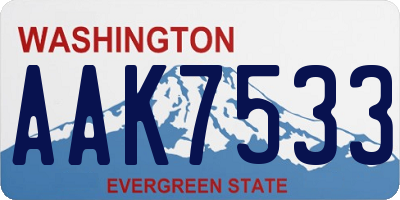 WA license plate AAK7533