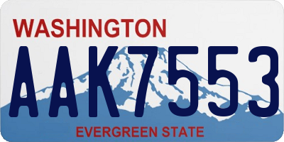 WA license plate AAK7553