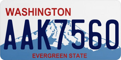 WA license plate AAK7560
