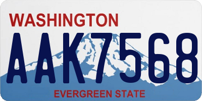 WA license plate AAK7568
