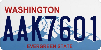 WA license plate AAK7601