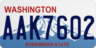 WA license plate AAK7602