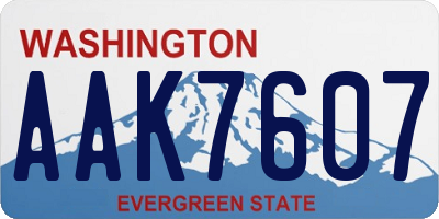 WA license plate AAK7607