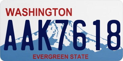 WA license plate AAK7618
