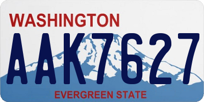 WA license plate AAK7627