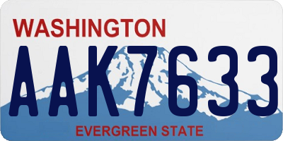 WA license plate AAK7633