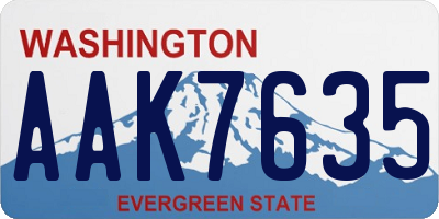 WA license plate AAK7635