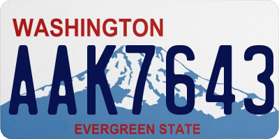 WA license plate AAK7643