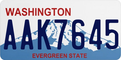 WA license plate AAK7645