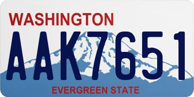 WA license plate AAK7651