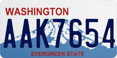 WA license plate AAK7654