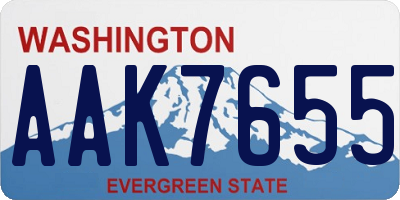 WA license plate AAK7655