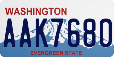 WA license plate AAK7680