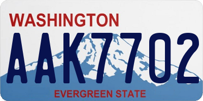 WA license plate AAK7702