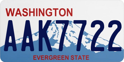 WA license plate AAK7722