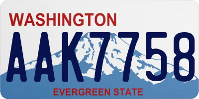 WA license plate AAK7758