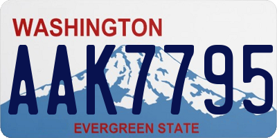 WA license plate AAK7795