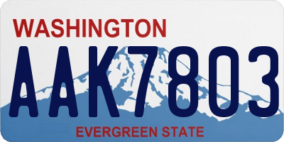 WA license plate AAK7803