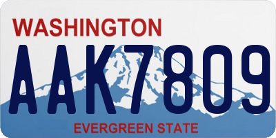 WA license plate AAK7809