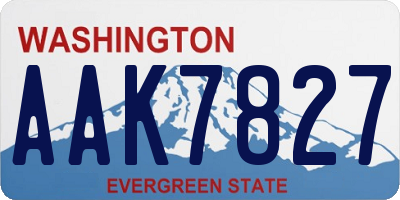 WA license plate AAK7827