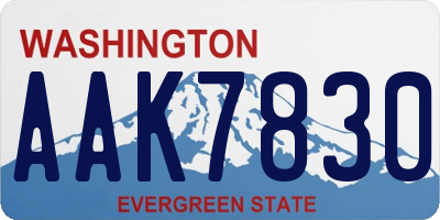 WA license plate AAK7830