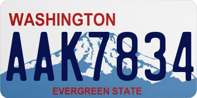 WA license plate AAK7834