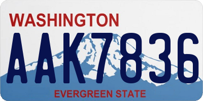 WA license plate AAK7836