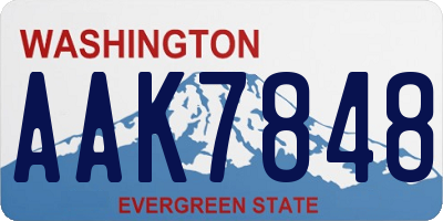 WA license plate AAK7848