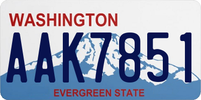 WA license plate AAK7851