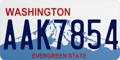 WA license plate AAK7854