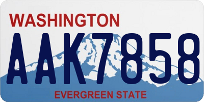 WA license plate AAK7858