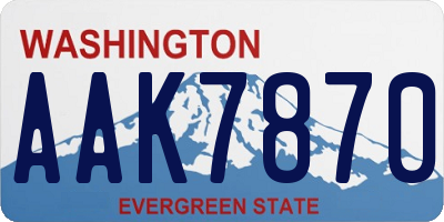 WA license plate AAK7870