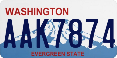 WA license plate AAK7874