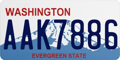 WA license plate AAK7886