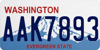 WA license plate AAK7893