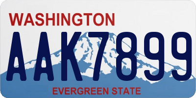 WA license plate AAK7899