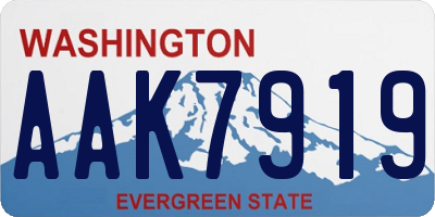 WA license plate AAK7919